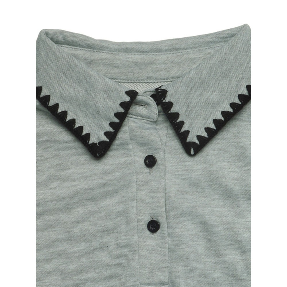 Polo Collar Dropped Shoulder Sweatshirt - Small - Picture 8 of 14